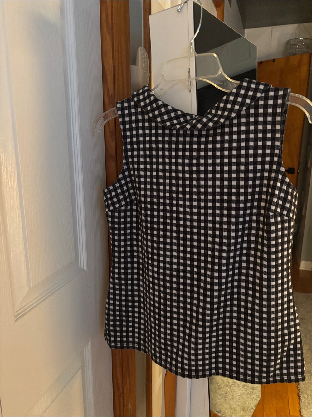 Talbots Black & White Gingham Collarless Sleeveless Camisole